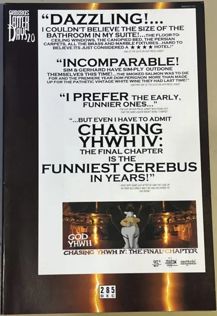 Cerebus Latter Days 20 December 2002 Comic Book #285 - Actual Cover Photo - GOOD