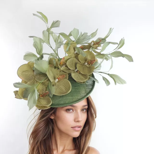 Olive Forest Green Khaki Fascinator Hat Headband Kentucky Ascot Derby Headband