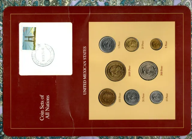 Coin Sets of All Nations Mexico 1987-1990 500 1988 100,1000 Pesos 1990 18 Feb 94