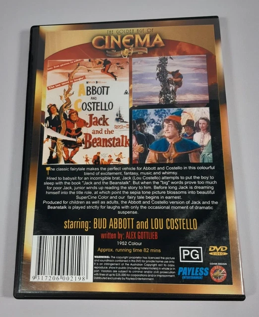 Jack and the beanstalk movie pal pg dvd region 4 vgc lou costello 4 99