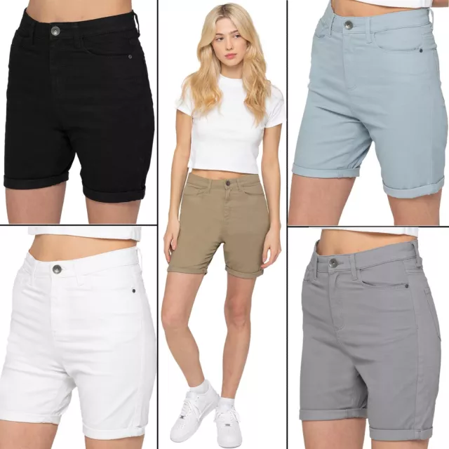 Enzo Womens Chino Shorts Cotton Summer Beach Pants Regular Fit Casual Half Pant