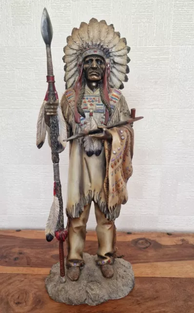 Native American Figure , Sitting Bull  / Indian Chief,  34 Cm Tall