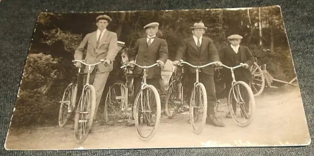 RPPC - Four Young Men with Bicycles Vintage Transportation Postcard