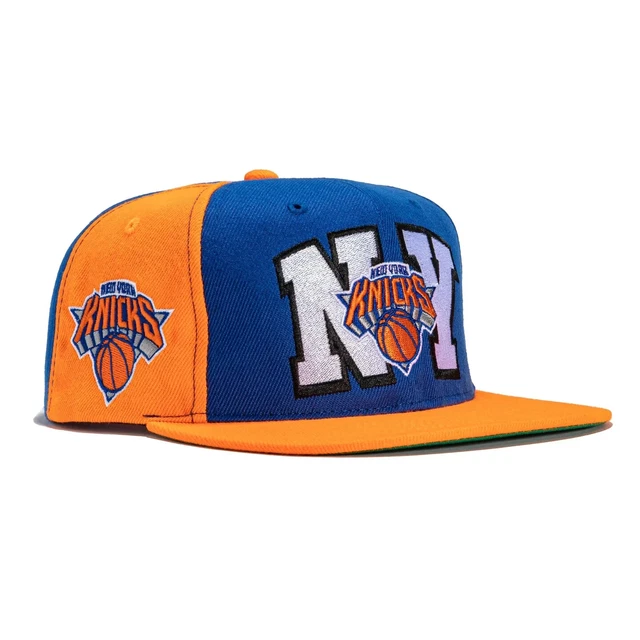 Mitchell & Ness New York Knicks Rear Script Snapback Hat Cap Orange / Blue OSFM