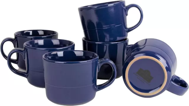 Double Line 3.75"/12 oz Mug, Set of 6, Cobalt Blue
