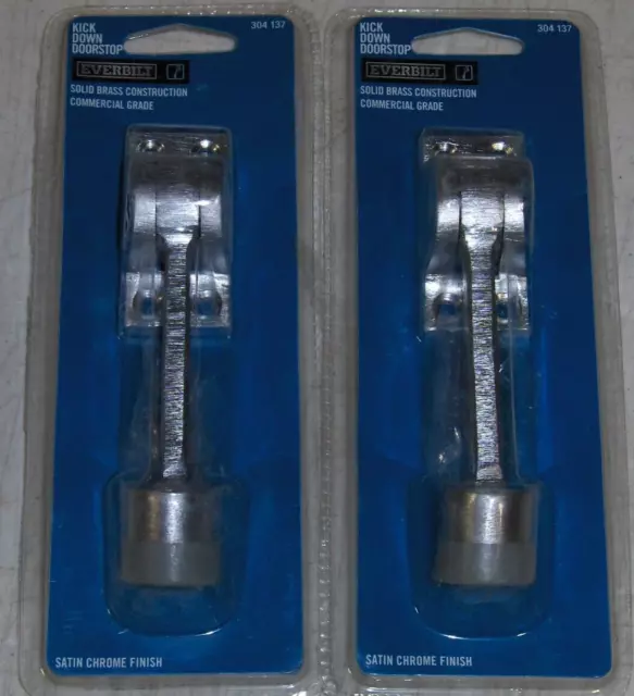 2) EVERBILT Brass Satin Chrome Commercial Grade Kick Down Doorstops 304 137
