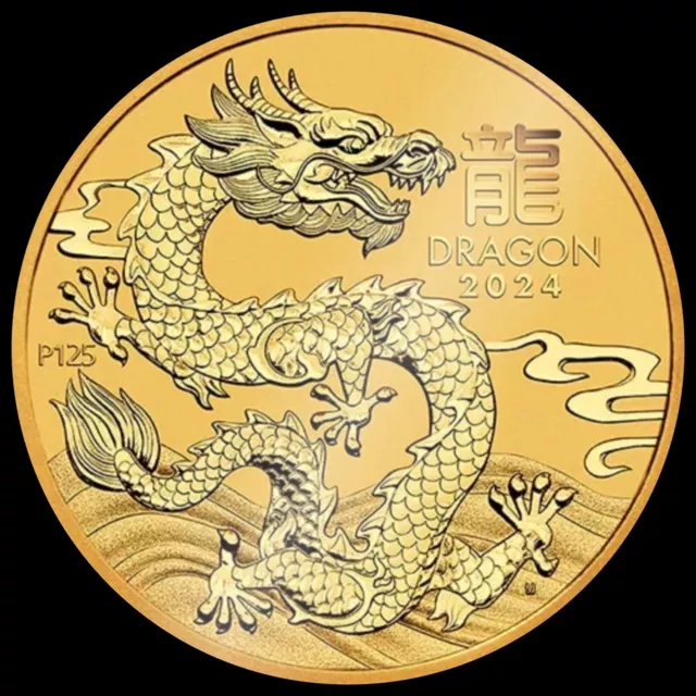 Goldmünze 1/10 Unze/oz  999.9 Gold Lunar III „Drache“ 2024