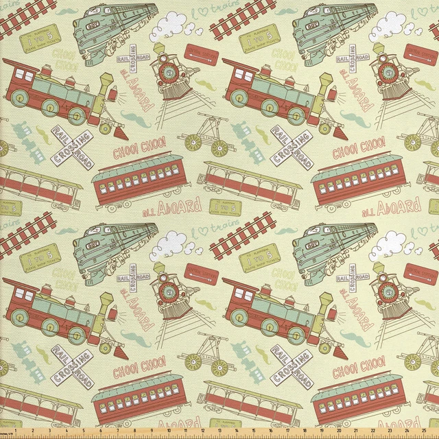Tren Tejido por Metros Composición del Doodle de la vendimia