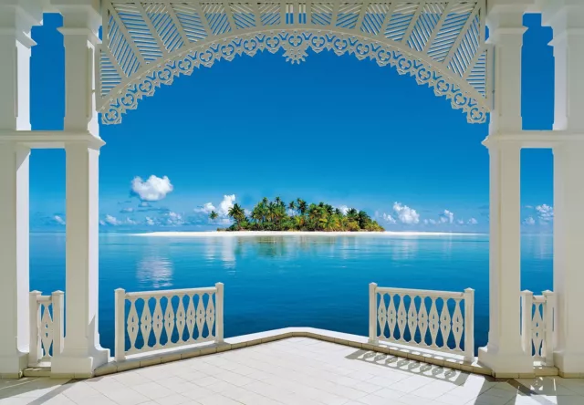 Paradise Island view from Villa Wall Mural photo wallpaper 366x254cm Blue Sea