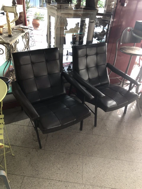 Coppia Poltrone Med Century Anni 50 In Ferro