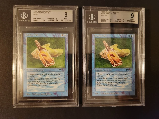 MTG - Arabian Nights - 2x Fishliver Oil - Dark / Light - BGS 9 Quad+ / Quad++