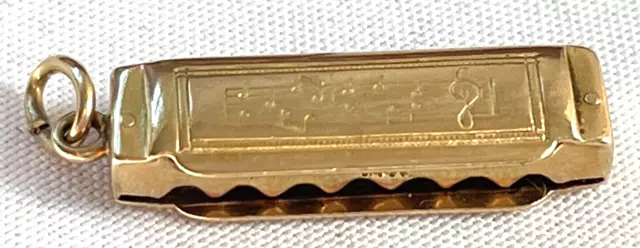 Vintage 1920Er 14K Gold Harmonika Musikinstrument Charm 3D - Kostenloser Versand