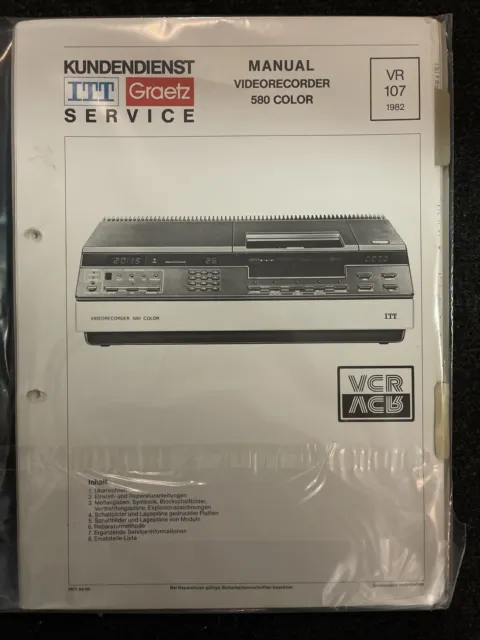 ITT GRAETZ VCR-107 Service Manual Service Handbuch für Reparaturen