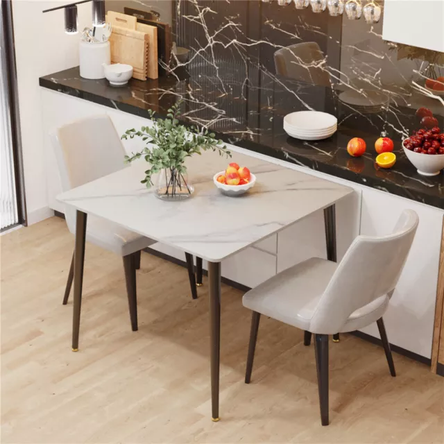 Modern Mid-Century Dining Table Square Sintered Stone Top Minimalist Style 3