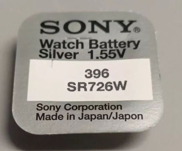 SONY 396 Pila Batteria Orologio Mercury Free Silver Oxide SR726 SW (= 397 )