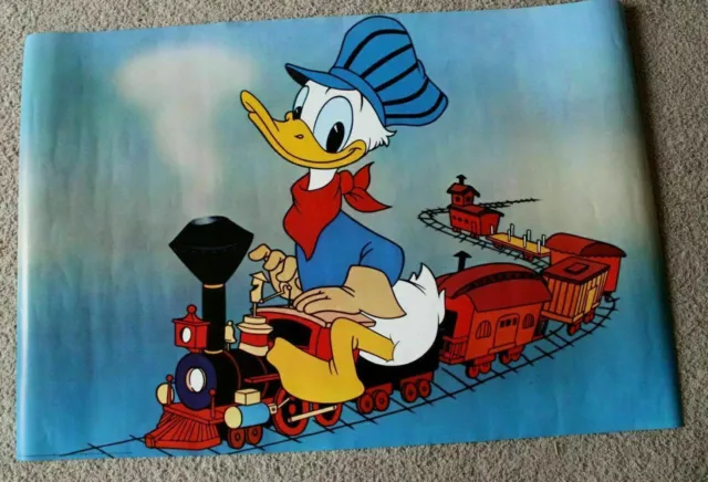 Donald Duck Conducting Choo-Choo Train 1980s Athena Walt Disney UK Poster FVF