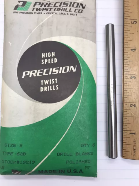 1 Pc.  “S” HS POLISHED DRILL BLANK. PTD USA (loc stk)