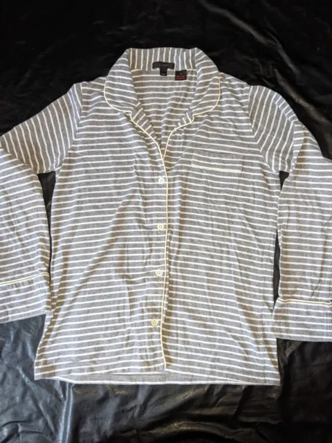 J. Crew Dreamy Stripe Pajama Top Size Small Gray Button Front Cotton Blend
