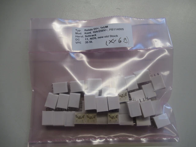 35 pezzi relè 5 V =, 1 x UM, conto 10A/250V~, PB114005, Schrack, NOS, (X-69)