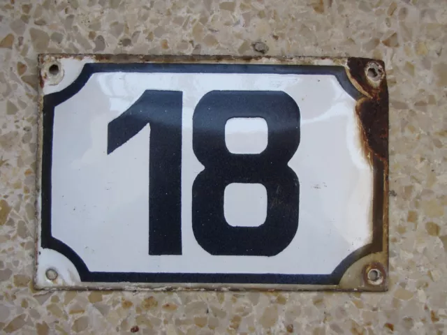 vintage PRE ISRAEL STATE PALESTINE enamel porcelain number 18 house sign # 18