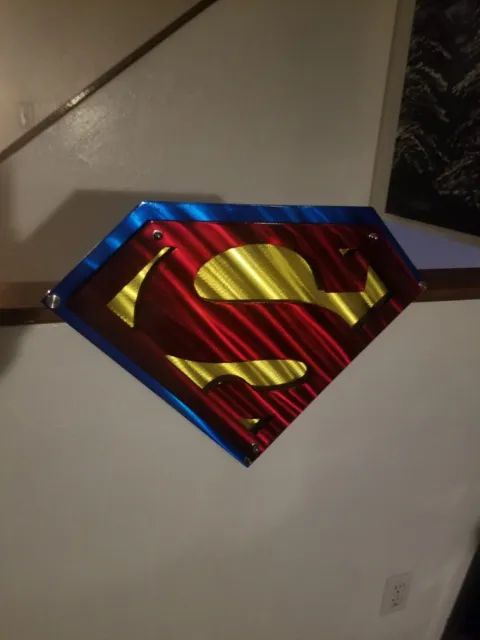 Metal Superman wall decor plasma cut logo design deck porch front door art USA