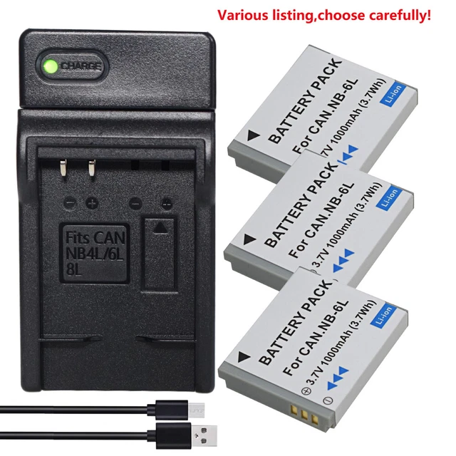 DSTE 2-Pack NB-6L NB-6LH Li-ion Battery Compatible With Canon Powershot SX170 SX500 Is S120 SD3500 SD4000 Is SX275 SX510 SX600 SX610 SX710 HS D10 D20 ELPH 500 HS Cameras As