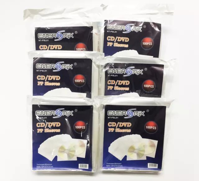 100 1000 CD DVD Folie Plastik Nylon Hüllen Plastik Verschlusskappe mit Lasche