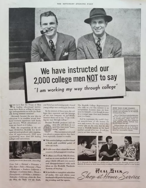1938 Real Silk Shop at Home Service Vintage Ad working my way through college