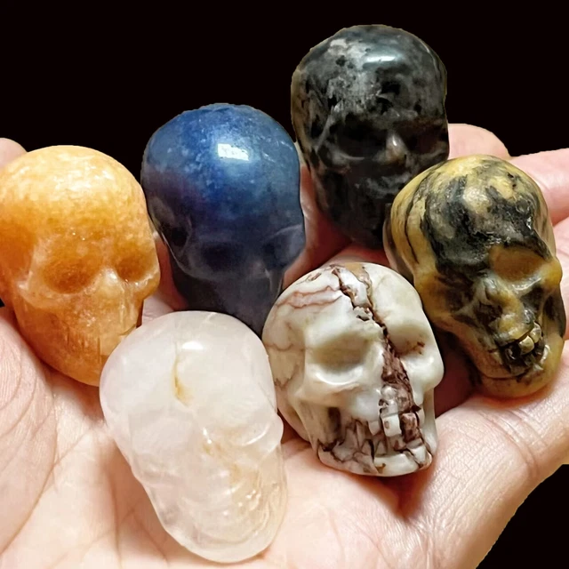 10pcs Natural Mixed carved gem skull quartz crystal skull reiki healing 1.2"
