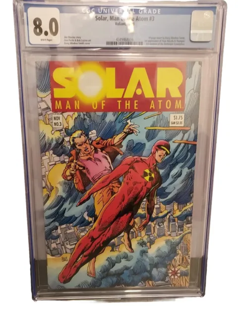 SOLAR Man of the Atom #3  CGC 8.0  1st Appearance Toyo Harada WHITE Pages 1991