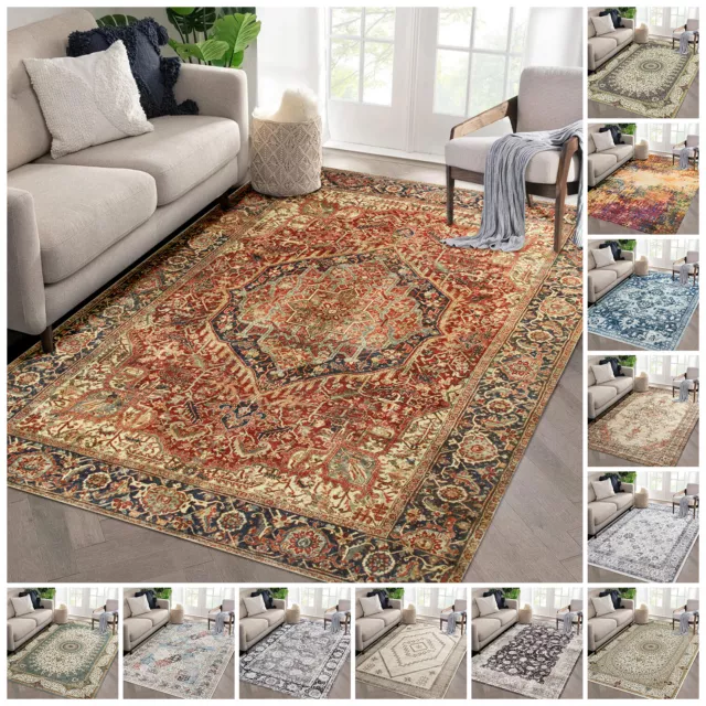 Non Slip Large Traditional Rugs Hallway Runner Rug Bedroom Living Room Carpet UK