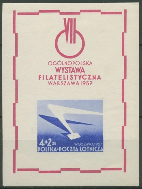 Polen 1957 Briefmarkenausstellung Warschau Flugzeug Block 21 postfrisch (C93230)