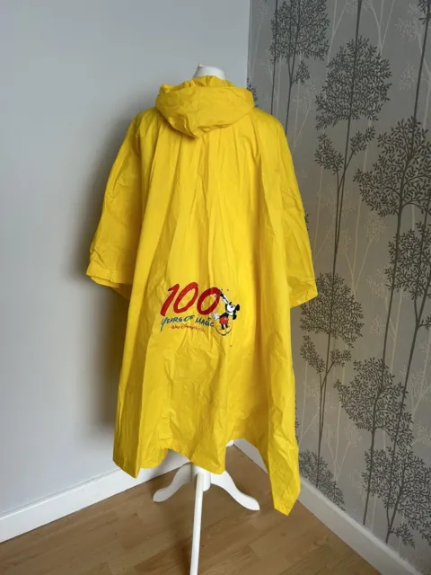 Walt Disney World Poncho 100 years Magic Adult Yellow Rain Mickey Mouse hood