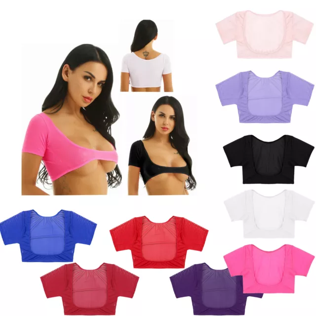 Ladies Mesh Belly Dance Upper Bolero Crop Top Open Bust Mesh T-Shirt Blouse Top