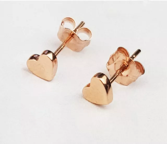 14K Yellow / White / Rose Gold Heart Stud Earrings 2