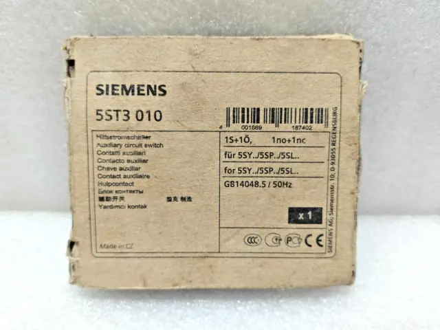 Siemens 5St3010 Commutateur De Circuit Auxiliaire 1No+1Nc, Pour 5Sy/5Sp/5Sl...