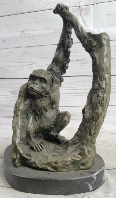 Large Signed Original Miguel Lopez  Monkey Bronze Sculpture Statue Figure Decor