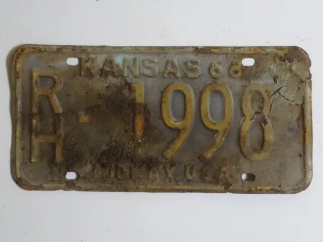 1968 Kansas RH- 1998 MIDWAY USA License Plate / American Number Plate