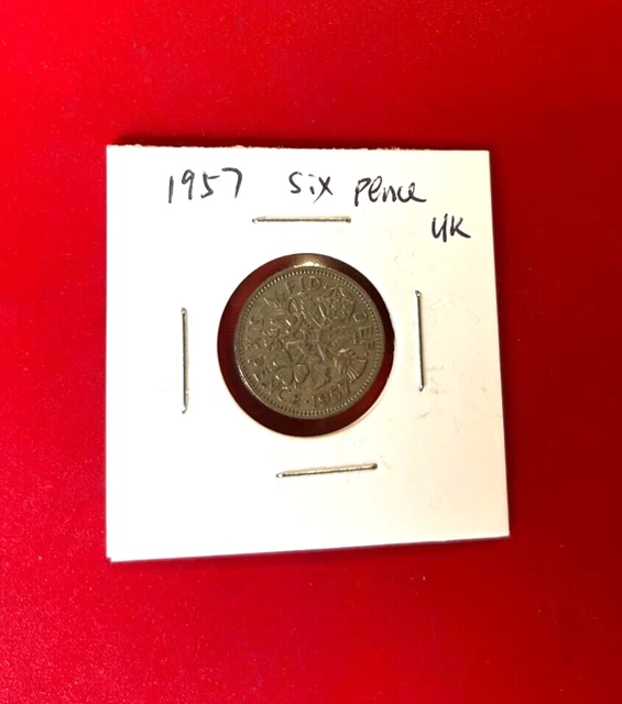 Gemelli Moneta Inglese Sei Pence 1957 – Fatti A Mano In Peltro Da William Sturt. Eleganti, Lunghezza 1,8 Cm. Idea Regalo Per Anniversario, In Confezione Regalo.