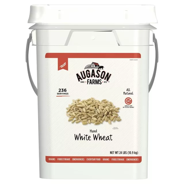 Augason Farms Hard White Wheat Emergency Food Storage 24 LBS PAIL