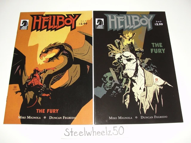 Hellboy The Fury #2 & 3 2nd Print Comic Lot Dark Horse 2011 Mike Mignola Fegredo