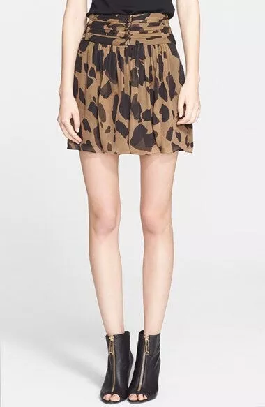 Burberry Brit Honey Brown Printed Skirt Womens US 4 UK 6 - 100% SILK