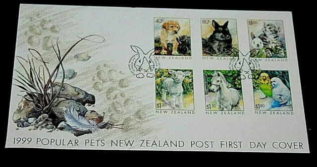 New Zealand  1999 Popular Pets Set Of 6 On First Day Cover