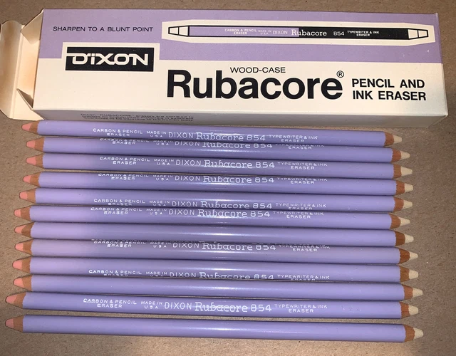 (12) DIXON RUBACORE Vintage Typewriter, Pencil & Ink Eraser With Box