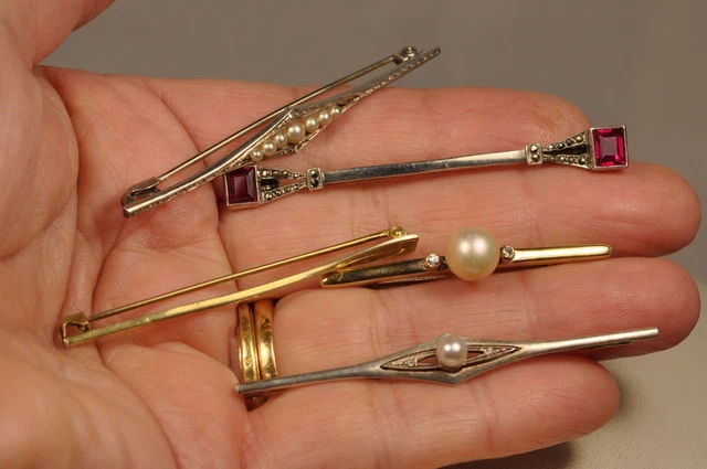 5 Broches Art Deco Ancien Argent Massif Silver Brooch 2