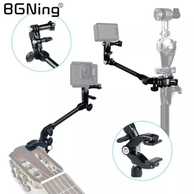 BGNing Adjustable Jaws Music Guitar Arm Clamp Clip Mount Self Sticks for GoPro