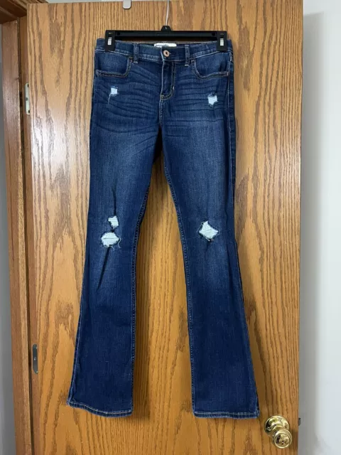 EUC Girl's Abercrombie & Fitch Bootcut Distressed Blue Jeans 15/16