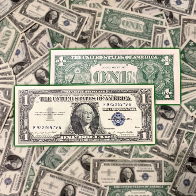 1 x 1957 US $1 SILVER CERTIFICATE ONE DOLLAR BILLS BLUE SEAL GEM CRISP UNCIRC...