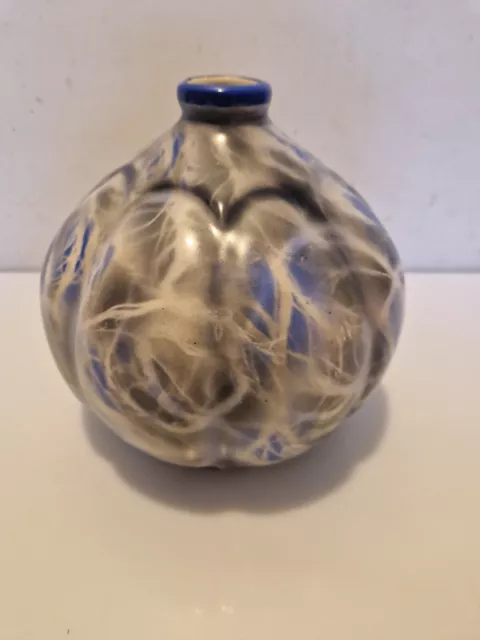 Art déco - Très rare vase boule en céramique - Aérographe? - H. 17,3 cm - 1930