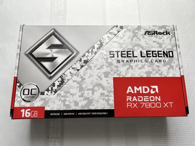 AsRock AMD Radeon RX 7800 XT Steel Legend 16GB Grafikkarte-Verpackung OVP Deko